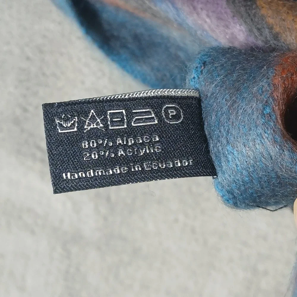 Shupaca Scarf Multi-Color Striped Alpaca Blend Handmade Ecuador